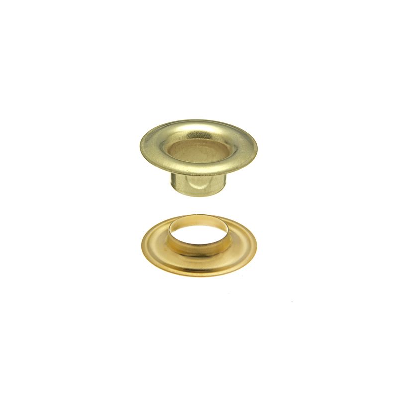 Size 0 Brass Plated Sheet Metal Grommets and plain washers for